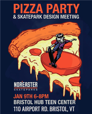 Pizza skatepark design party poster